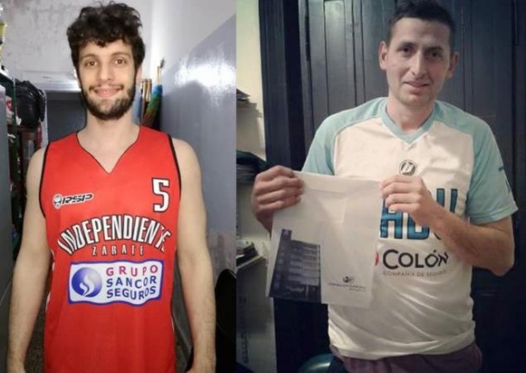 Guido Cadelli y Damián Camejo con sus nuevas camisetas.